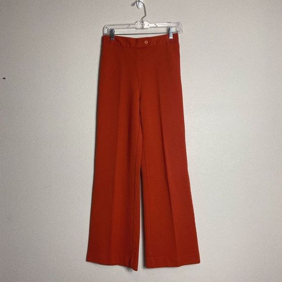 Vintage 70s high waisted orange flare wide leg pants - Picture 4 of 4